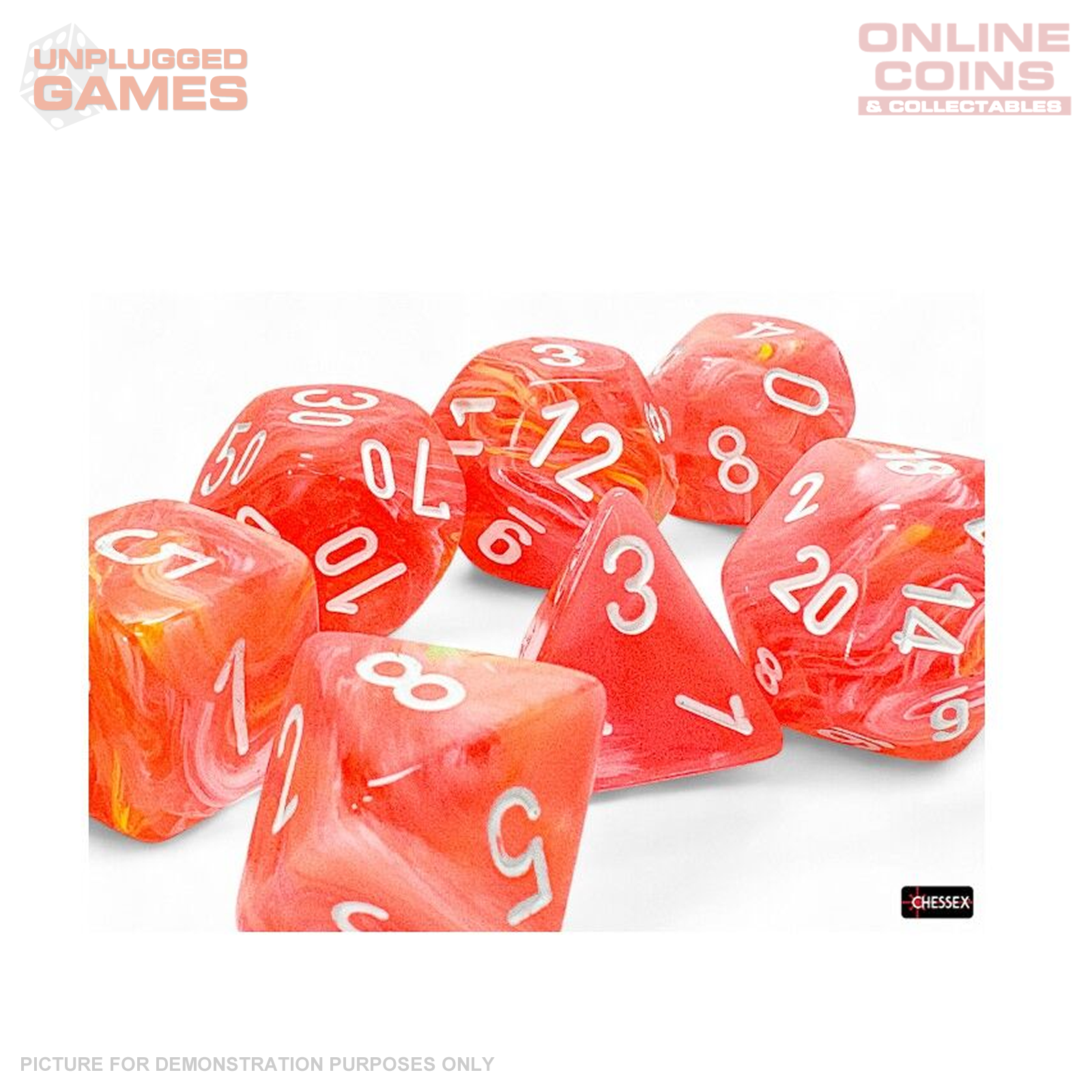 Chessex - Festive Mega-hedral Dahlia White Luminary 7-Die Set